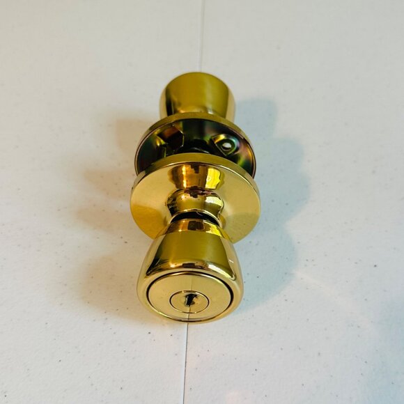 Design House Terrace Lockset Polished Brass Finish Keyed Entry Door Knob - Picture 4 of 10